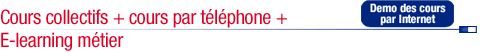 Cours collectifs + cours par t&eacute;l&eacute;phone + E-learning m&eacute;tier