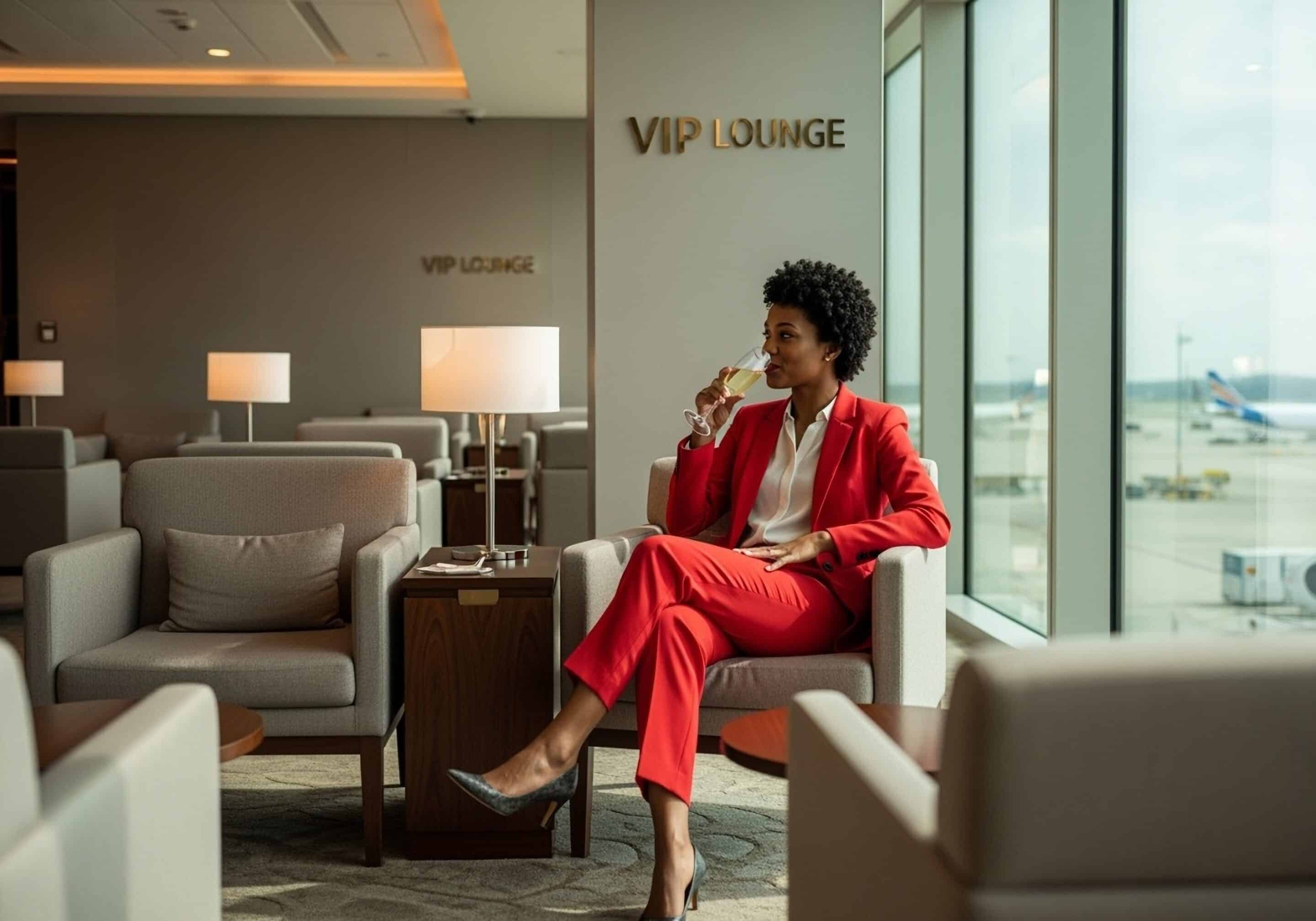 Vip,Lounge,Airport,African,Woman